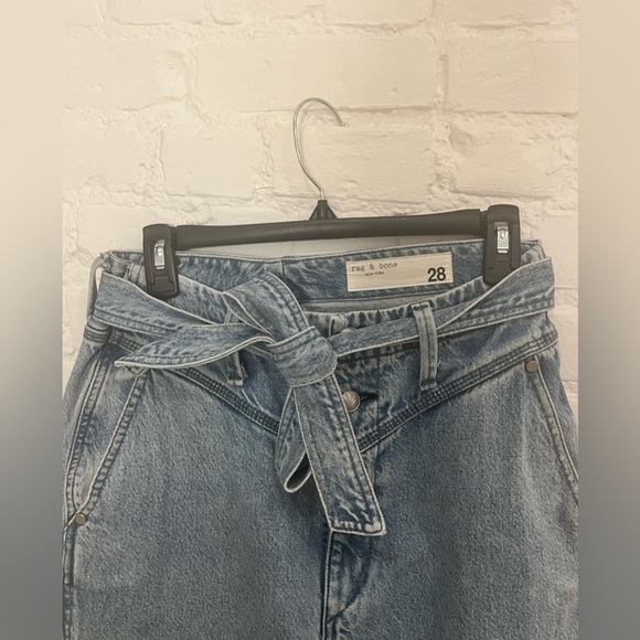 RAG & BONE High Rise Mia Yoke Straight Leg Clean Lou (Light Blue) Jeans | Sz 28 - Picture 6 of 8